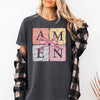 Colorful Floral Amen Ribbon Coquette Christian Jesus Gospel Faith Saved Comfort Colors Tee