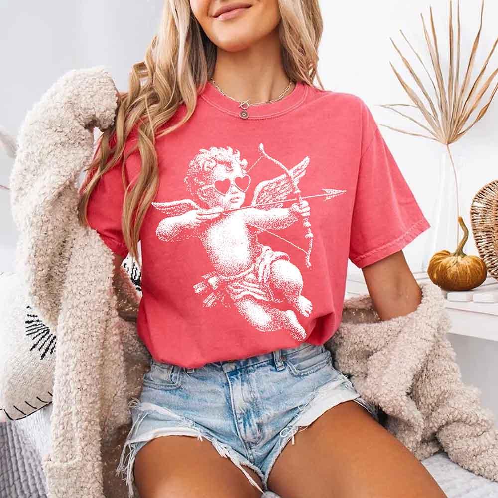 Comfort Colors Halftone Cupid V-Day Tee – Pixel Art Valentine T-shirt