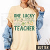 Comfort Colors® One Lucky Teacher St Patrick's T-Shirt – 'Fueled By Coffee and Shenanigans' Clover Tee