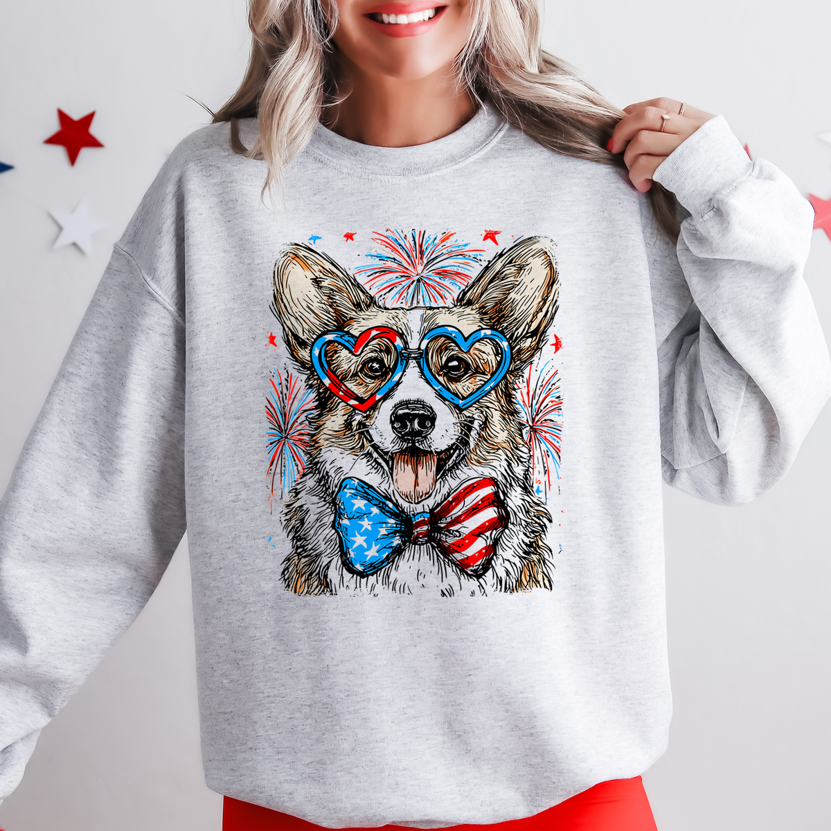 Corgi Patriotic Dog USA America Pet Lover Fourth Of July Celebration For Pet Fans Sweatshirt