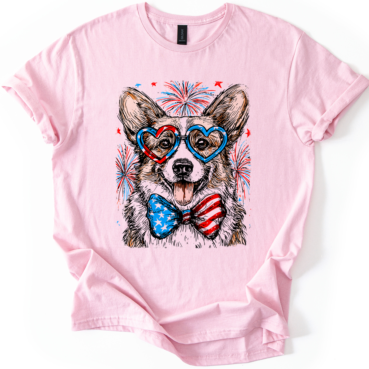 Corgi Patriotic Dog USA Flag Edition Fourth Of July Celebration For Pet Lovers Graphic Tee