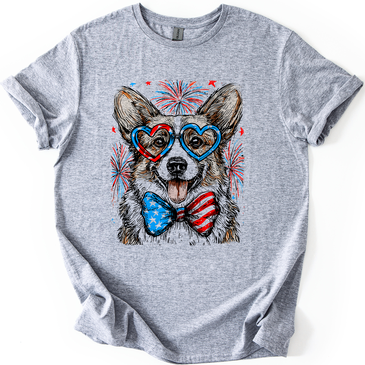 Corgi Patriotic Dog USA Flag Edition Fourth Of July Celebration For Pet Lovers Graphic Tee