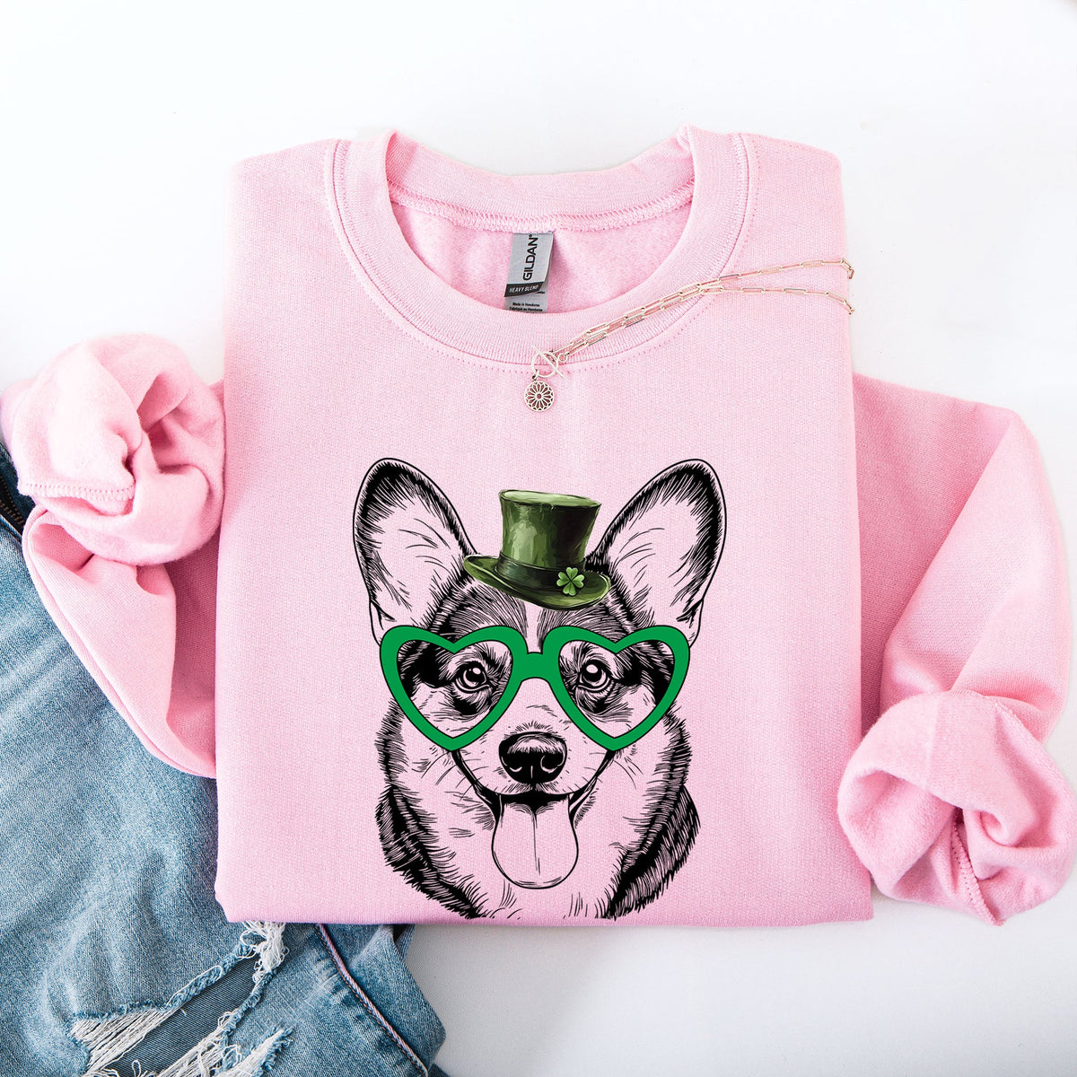 Corgi Adorable Dog St Patrick's Day Lucky Irish Celtic Clover Edition Sweatshirt