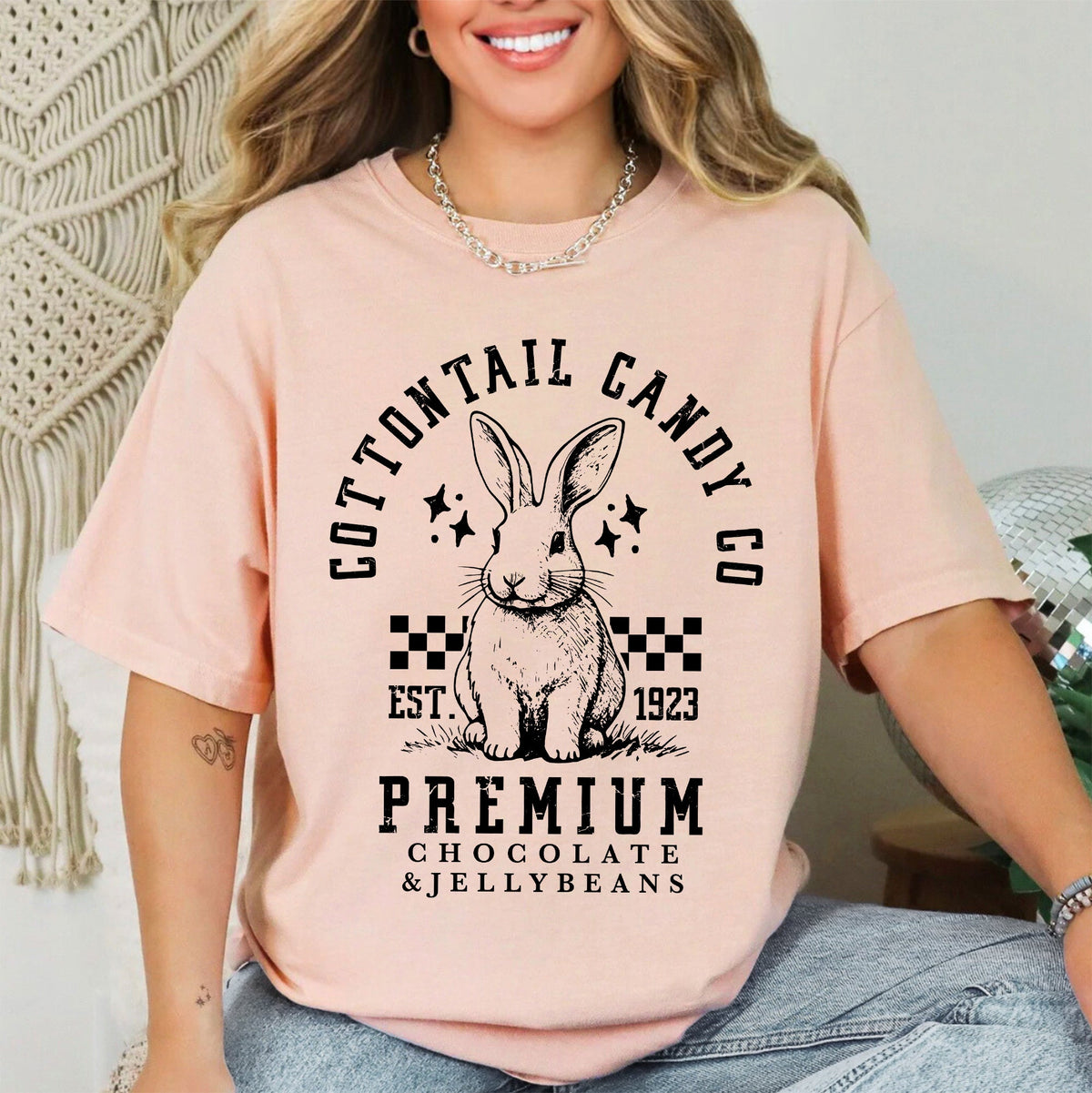 Cottontail Candy Easter Bunny Jesus Rabbit Holiday Celebration Theme Comfort Colors Tee