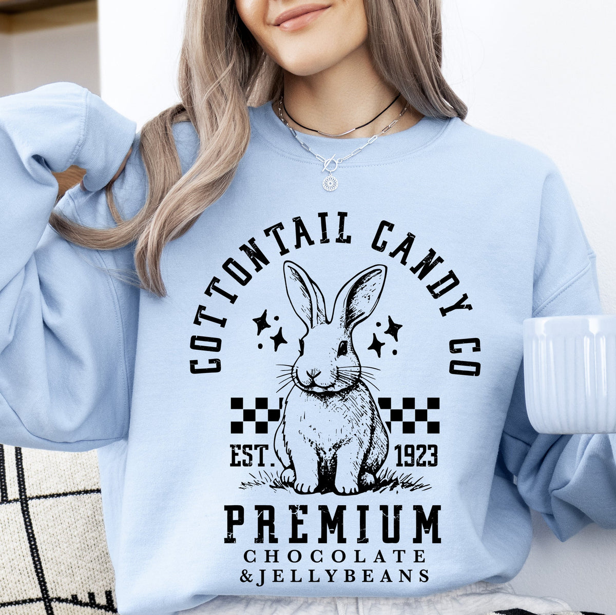 Cottontail Candy Easter Bunny Jesus Rabbit Holiday Celebration Scripture Verse Sweatshirt