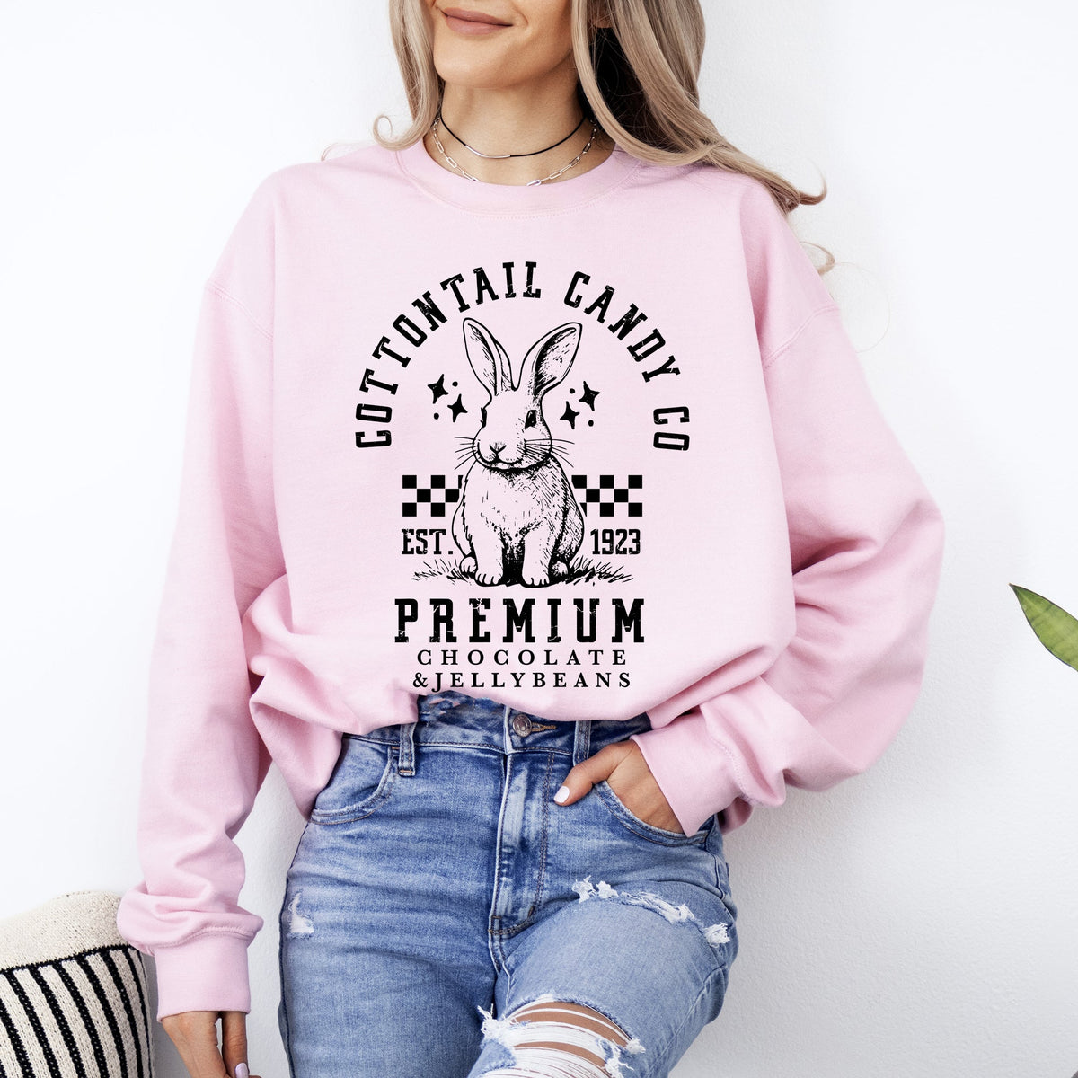 Cottontail Candy Easter Bunny Jesus Rabbit Holiday Celebration Scripture Verse Sweatshirt