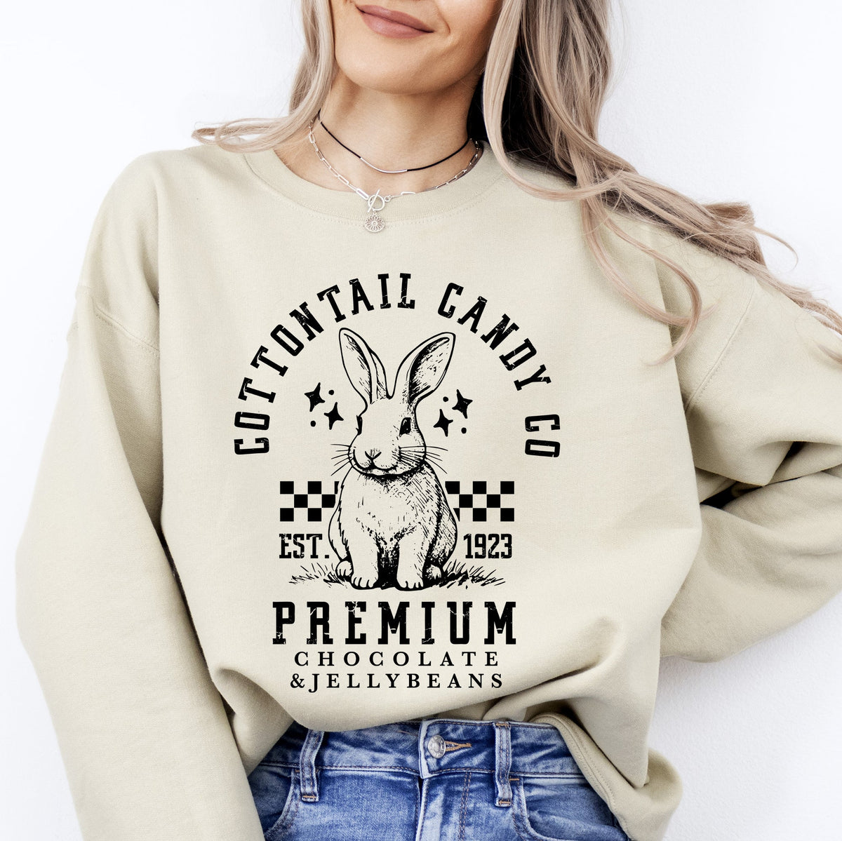 Cottontail Candy Easter Bunny Jesus Rabbit Holiday Celebration Scripture Verse Sweatshirt