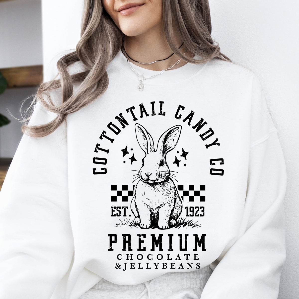 Cottontail Candy Easter Bunny Jesus Rabbit Holiday Celebration Scripture Verse Sweatshirt