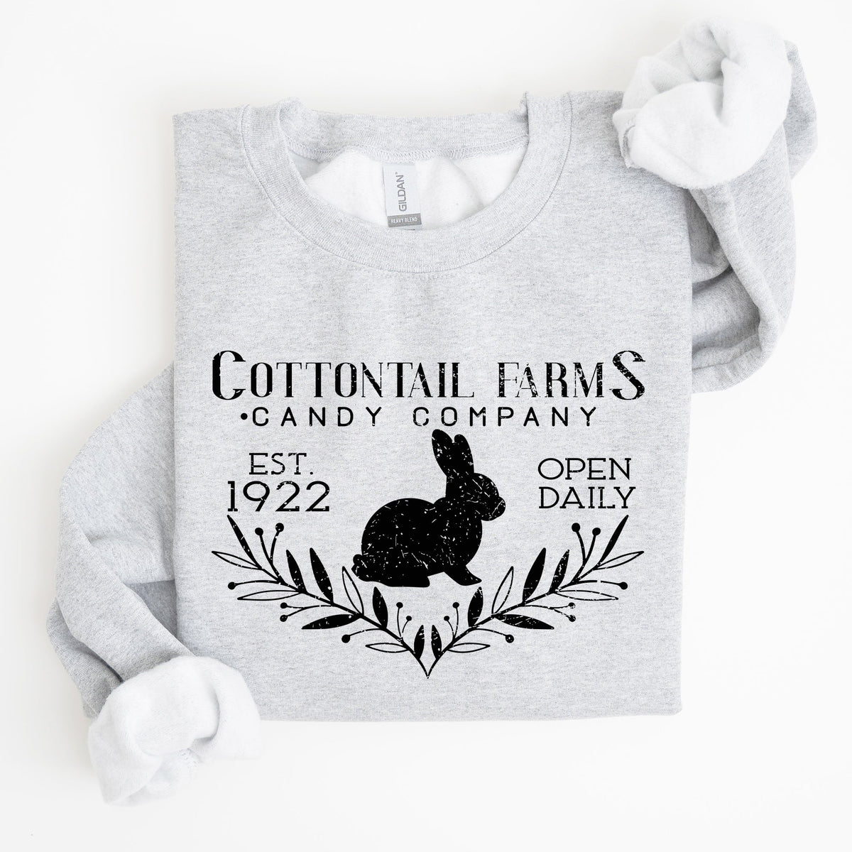 Cottontail Farms Candy Company Retro Sign Easter Candy Shop Display Vintage Style Sweatshirt