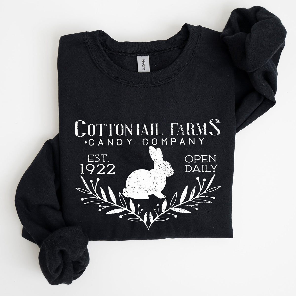 Cottontail Farms Candy Company Retro Sign Easter Candy Shop Display Vintage Style Sweatshirt