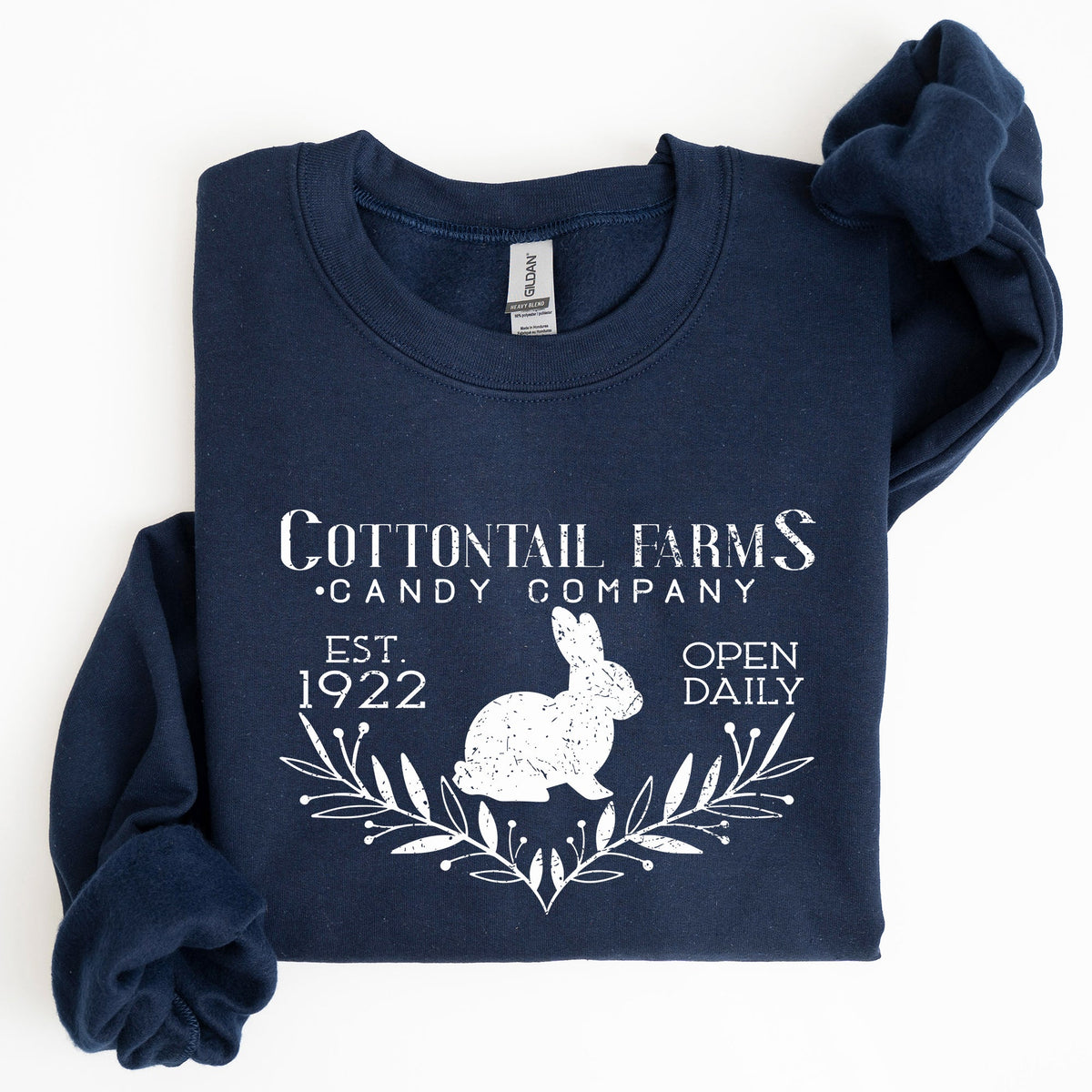 Cottontail Farms Candy Company Retro Sign Easter Candy Shop Display Vintage Style Sweatshirt
