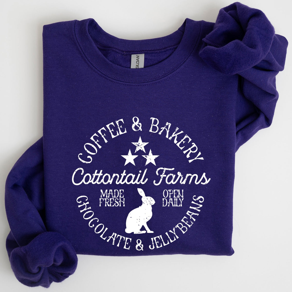 Cottontail Farms Easter Coffee And Bakery Retro Sign Vintage Holiday Theme Sweatshirt