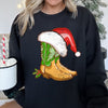 Country Christmas Cowboy Boots Cozy Fleece Western Holiday Graphic Print Sweatshirt