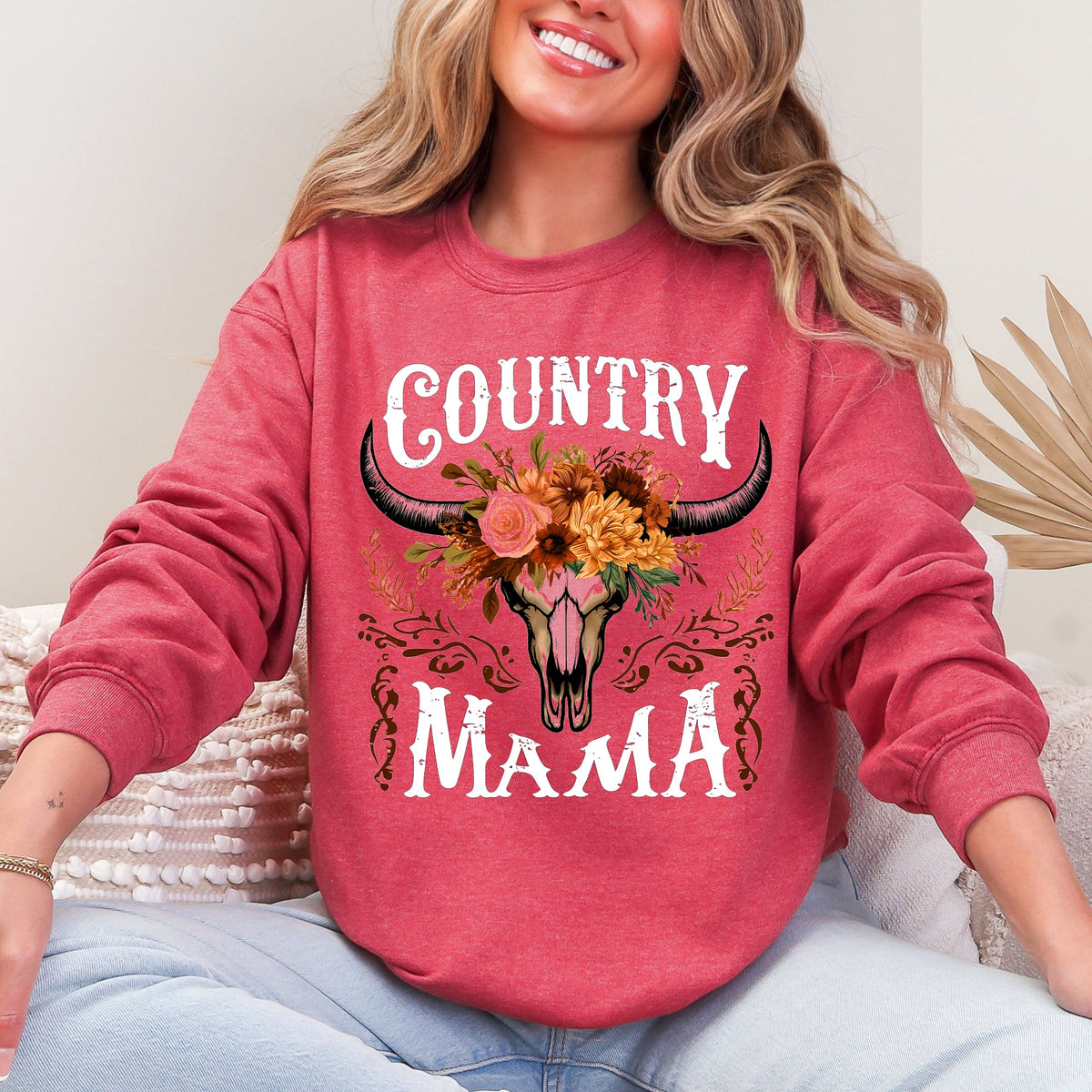 Country Mama Skull Western Country Living Mother's Day Edition Graphic Sweatshirt