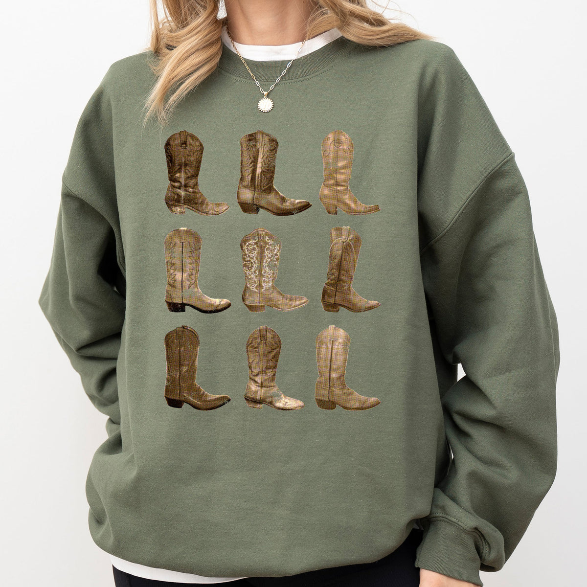 Cowboy Boots Western Retro Vintage Country Western Frontier Rustic Heritage Graphic Sweatshirt