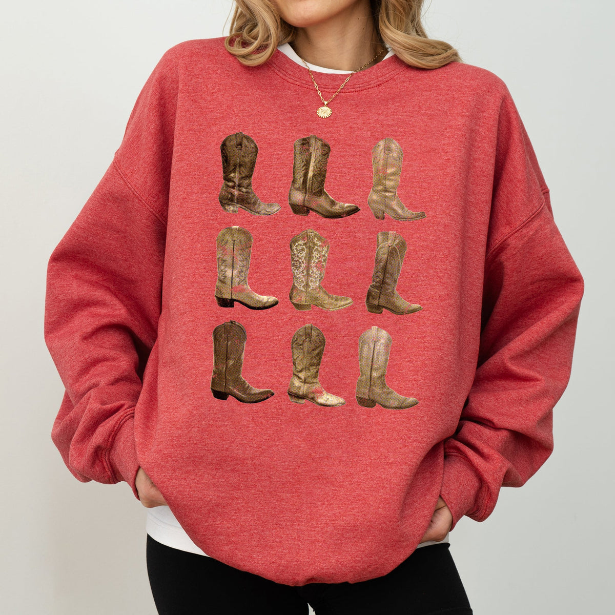 Cowboy Boots Western Retro Vintage Country Western Frontier Rustic Heritage Graphic Sweatshirt