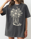 Cowboy Boots And Flowers, Cowgirl, Western, Retro Vibe, Rustic Flair, Western Americana Comfort Colors Tee