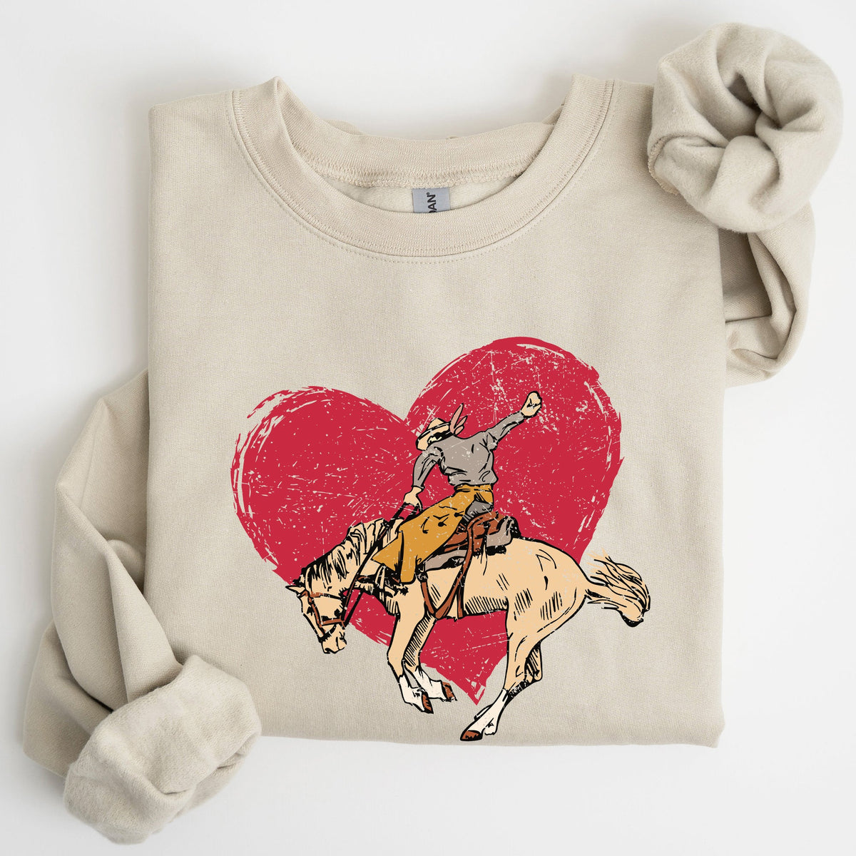 Cowboy Heart Western County Valentine's Day Love Story Rustic Cowboy Theme Sweatshirt