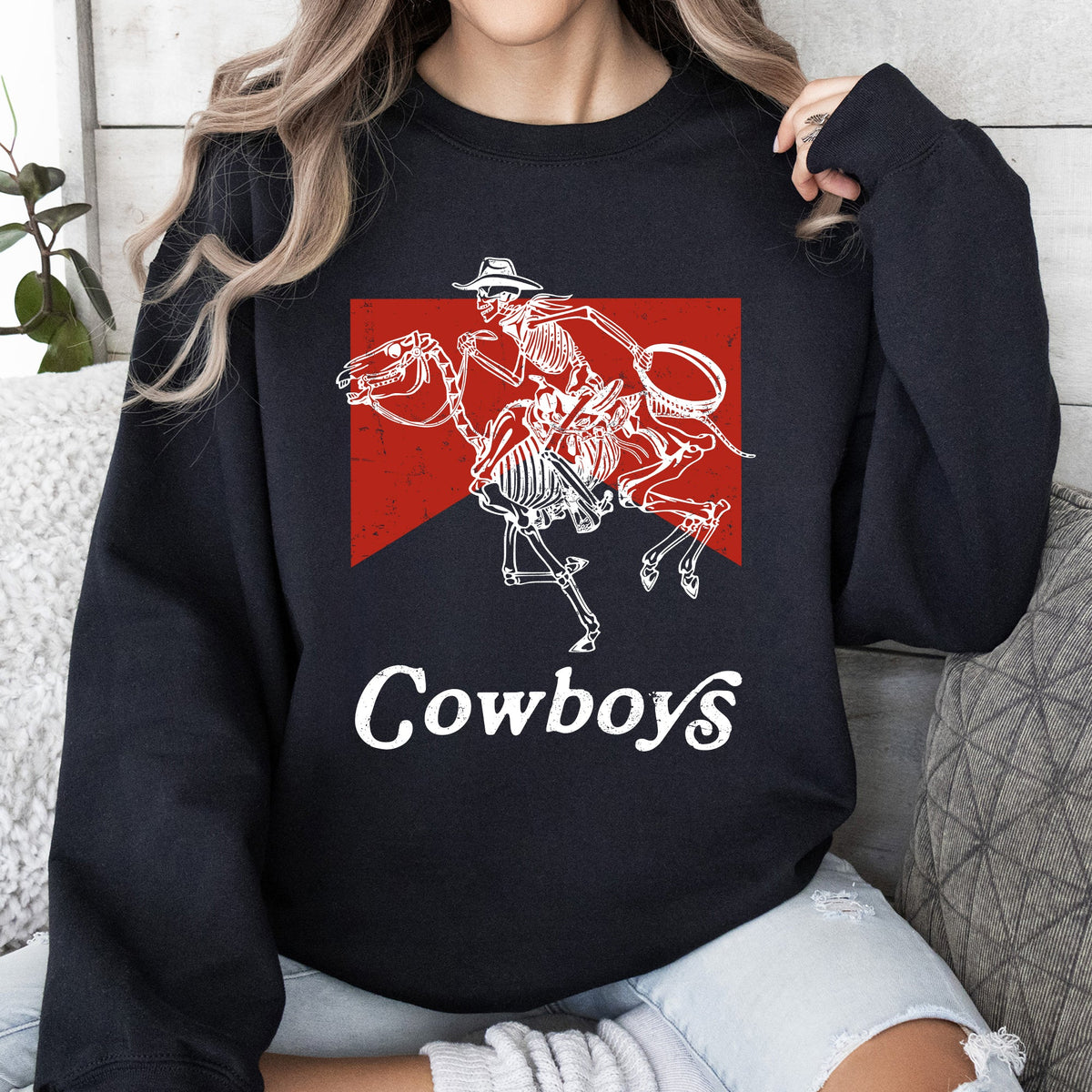 Cowboy Killer Skeleton Horse Cowgirl Western Graphic Limited Edition Premium Sweatshirt
