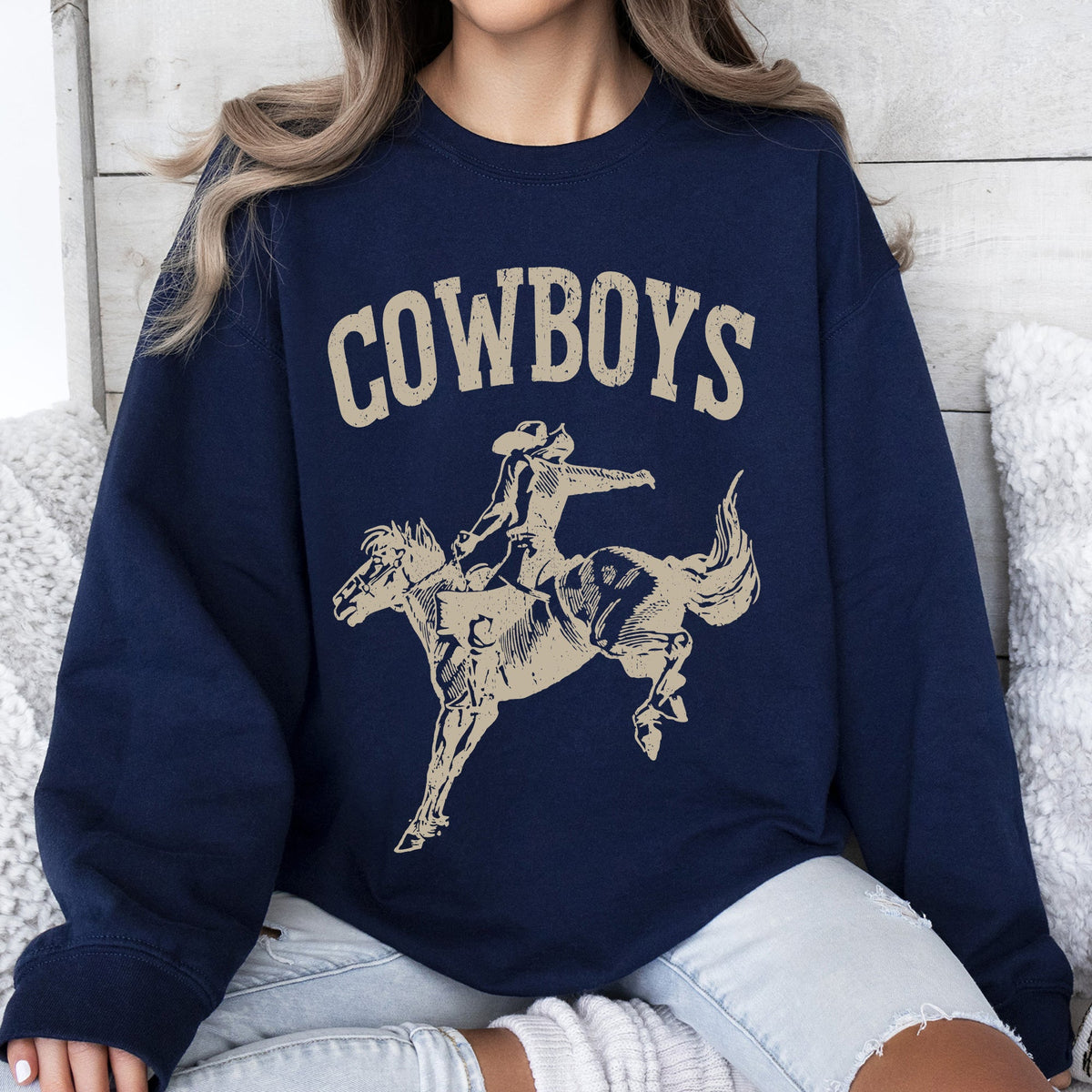 Rugged Cowboys Bronco Rider Western Horse Graphic Vintage Heritage Edition Sweatshirt
