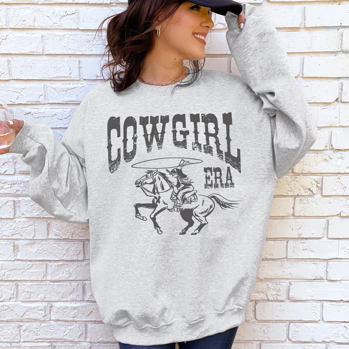 Cowgirl Era Rodeo Western Country Horse Graphic Heritage Inspired Statement Sweatshirt