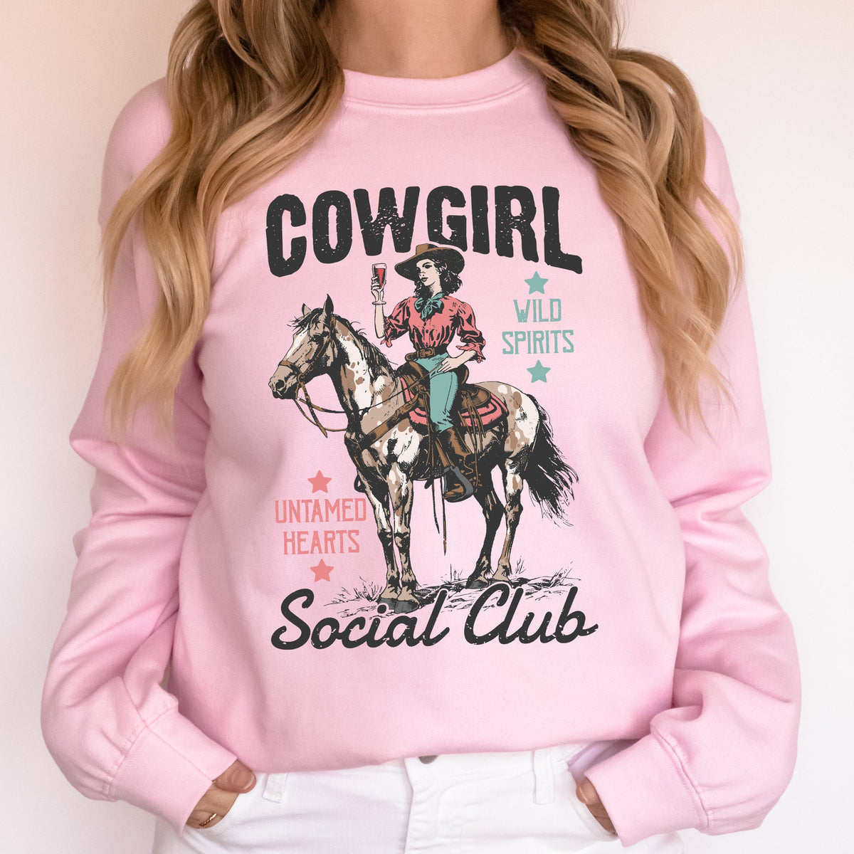 Cowgirl Social Club Western Country Horse Lovers Edition Deluxe Premium Graphic Sweatshirt