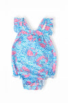 Crab Walk Ruffle Cross Back Romper