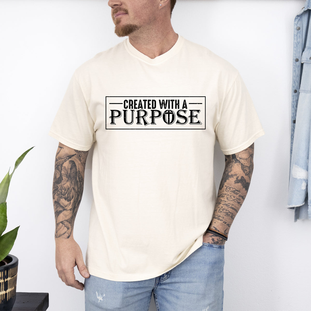 Created With A Purpose Faith Christian Jesus Gospel Religious T-Shirt Comfort Colors Tee