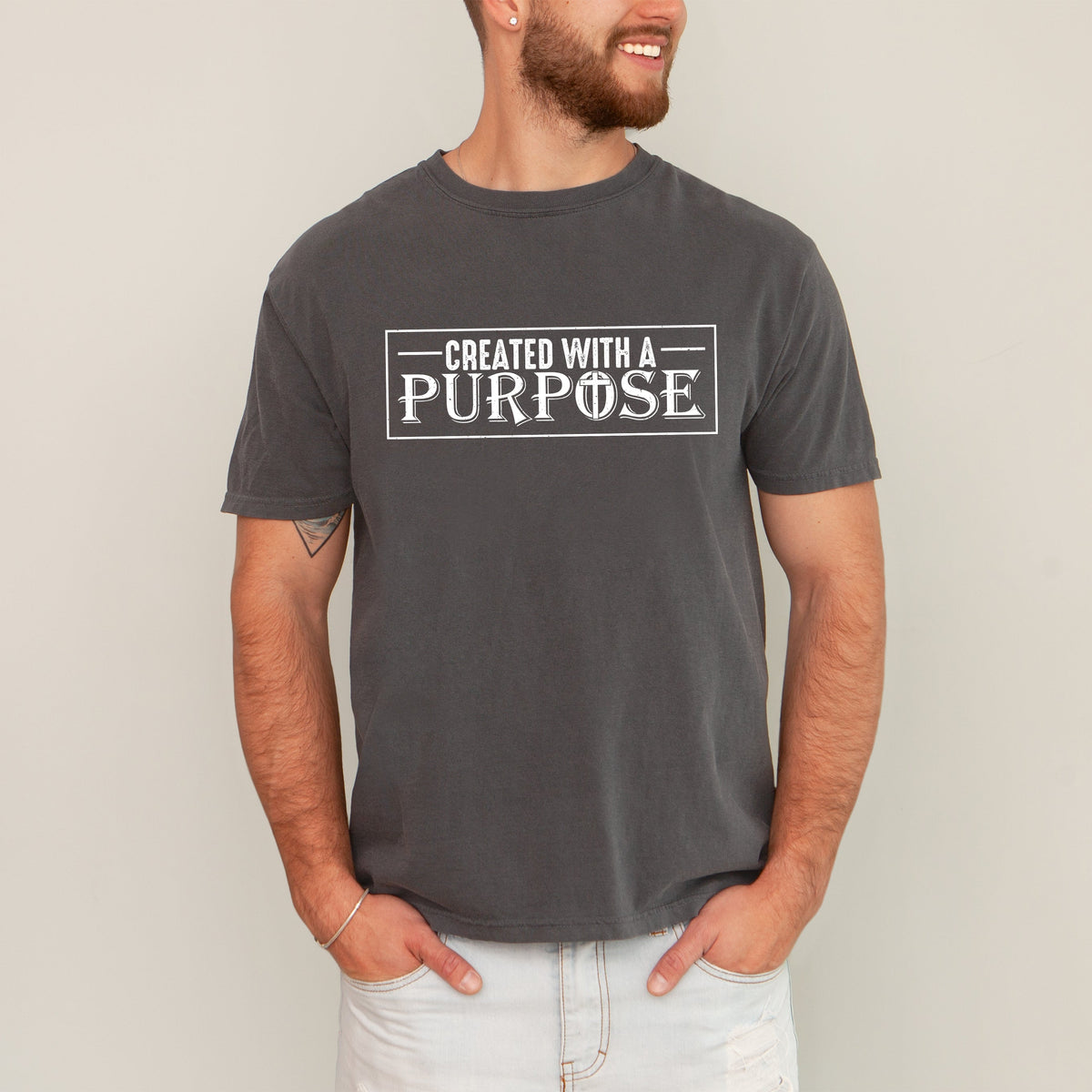 Created With A Purpose Faith Christian Jesus Gospel Religious T-Shirt Comfort Colors Tee