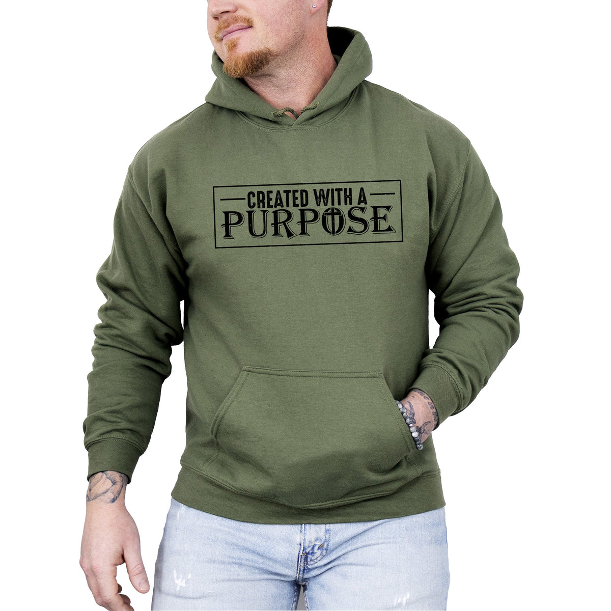 Created With A Purpose Faith Christian Jesus Gospel Religious Values Hooded Sweatshirt
