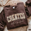 Created with a Purpose Floral Sweatshirt | Inspirational Affirmation Jumper | Motivational Flower Graphic Crewneck | Christian Faith Gift