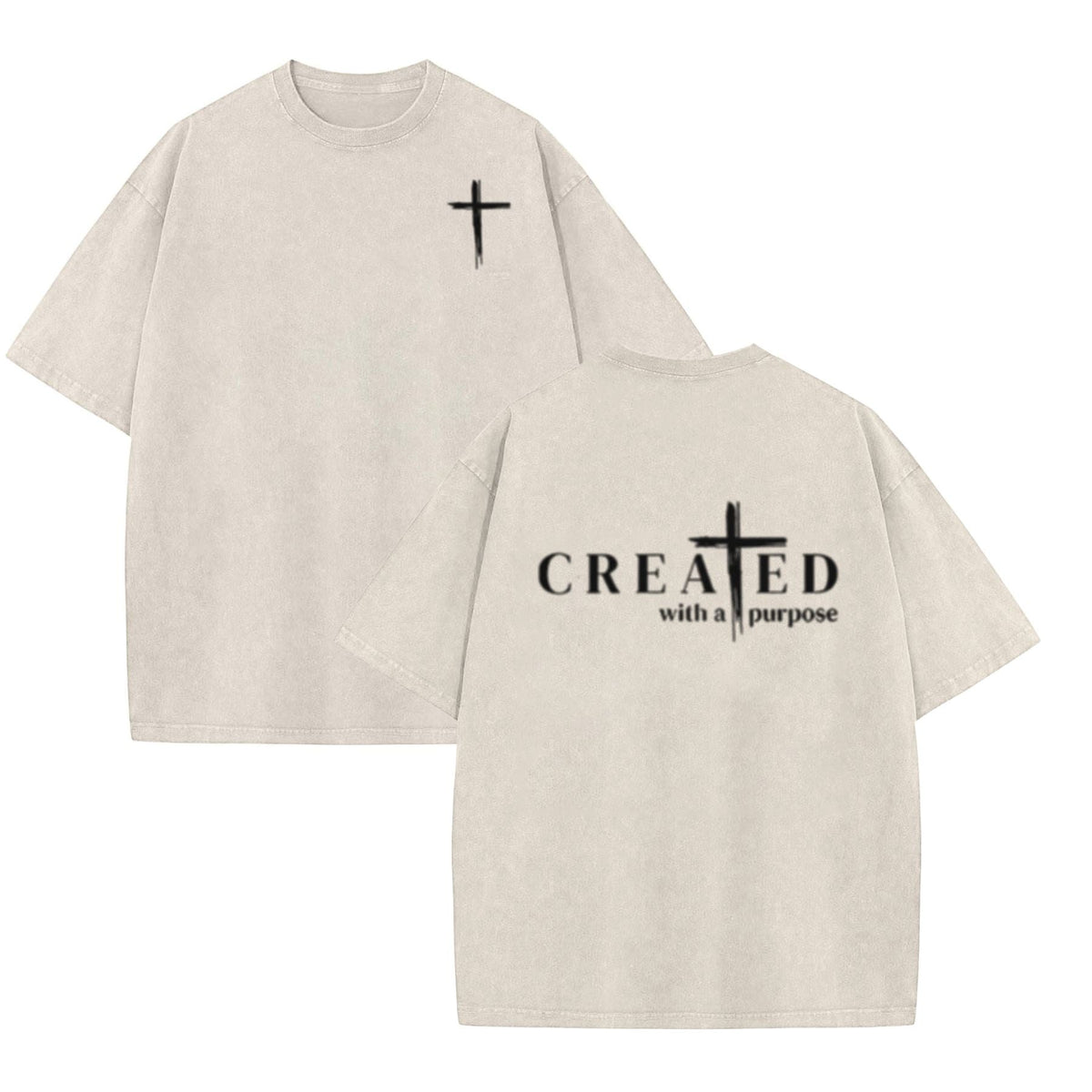 "Created with a Purpose" Washed T-Shirt – Christian Inspirational Tee, Vintage Comfort Top