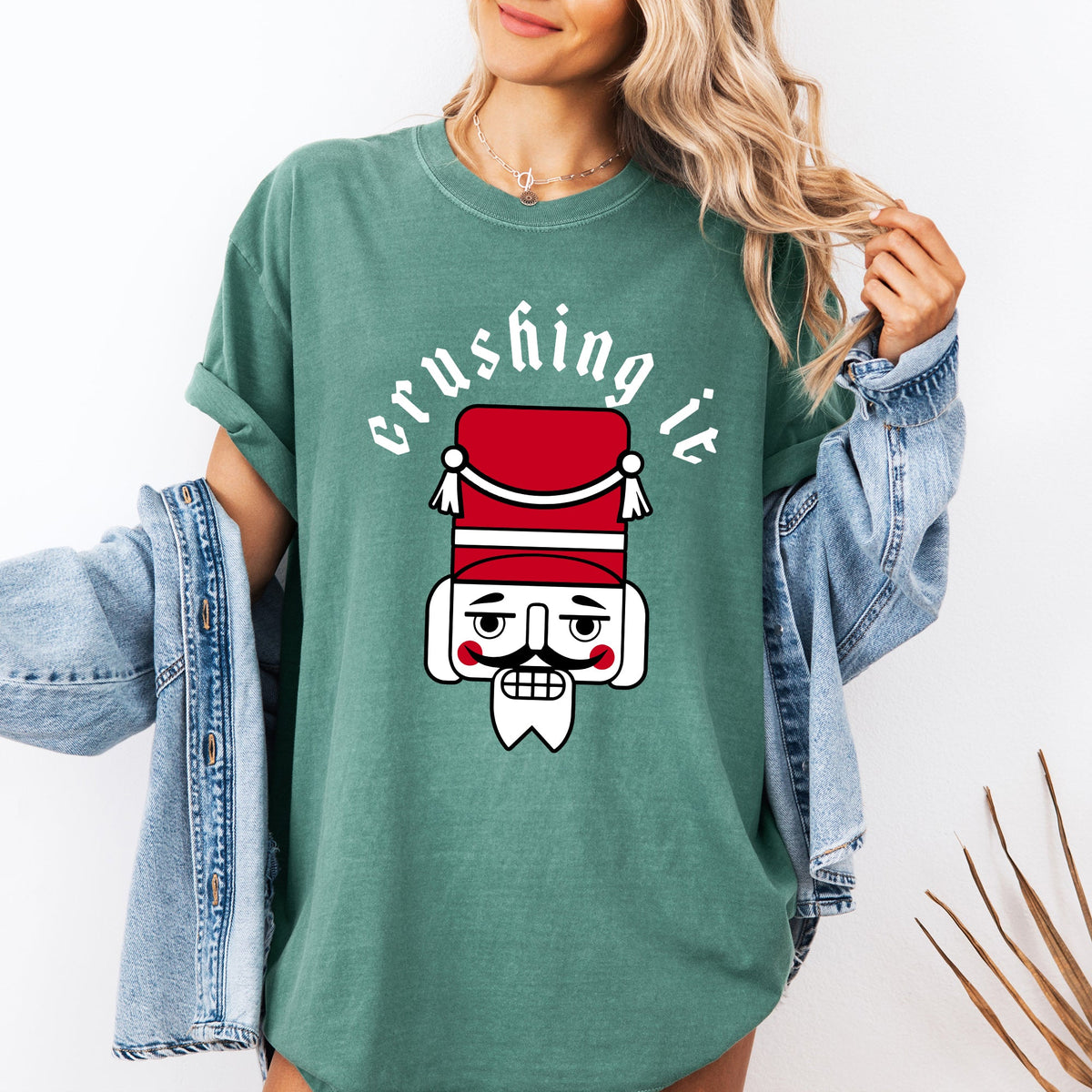 Crushing It Retro Nutcracker Christmas Ballet Winter Santa Xmas Comfort Colors Tee