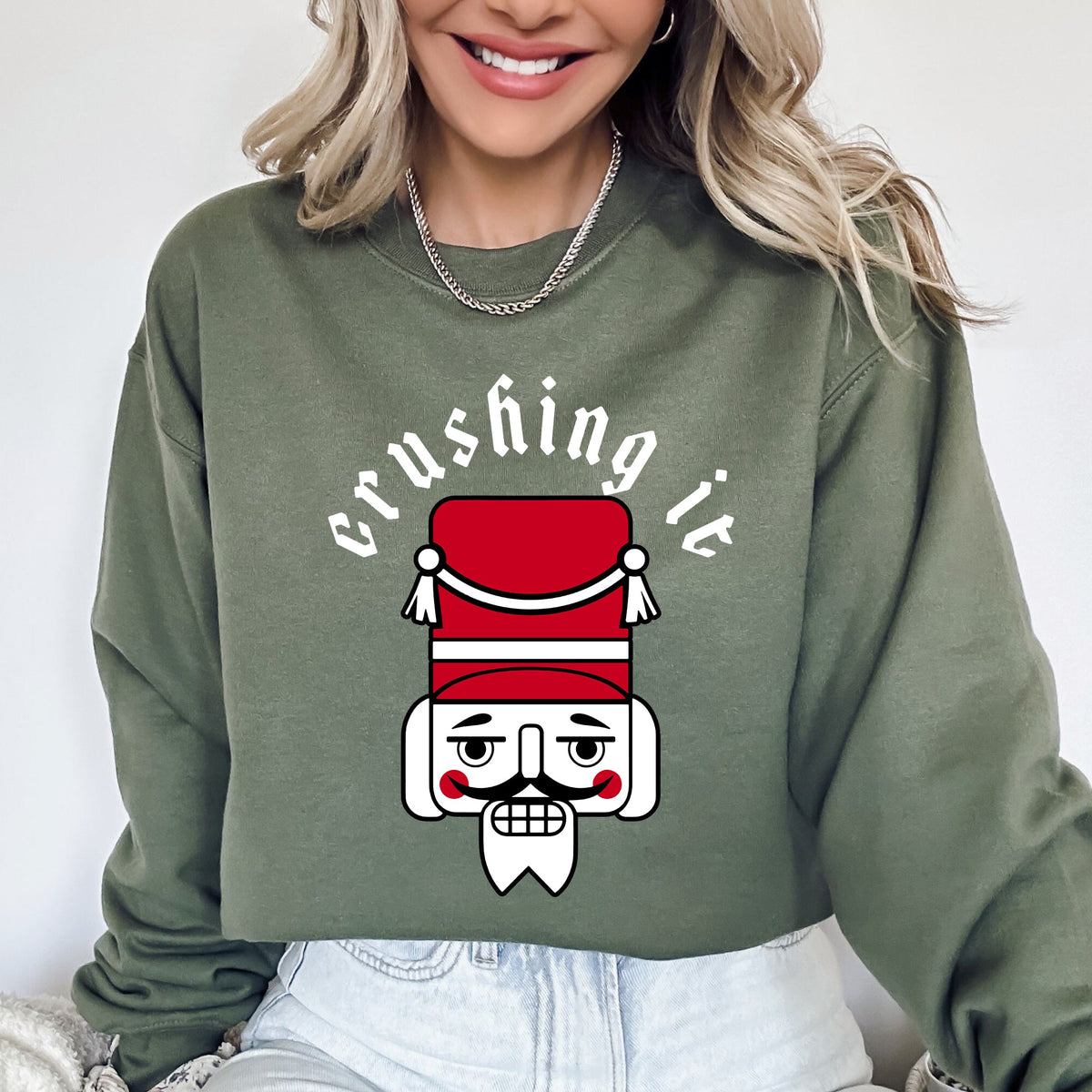 Crushing It Retro Nutcracker Christmas Ballet Winter Santa Xmas Holiday Edition Sweatshirt