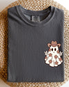Cute Flower Ghost Cowboy Cowgirl Pocket Print Halloween Peace Comfort Colors Tee