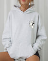 Cute Ghost With Cat Pocket Print Halloween Black Cat Witch Spooky Hooded Sweatshirt