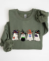 Cute Halloween Ghosts, Witches, Skeleton Spooky Season Ghostly Friends Illustration Sweatshirt