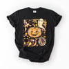 Cute Halloween Painted Pumpkin Black Cat Ghost Witch Festive Scene Comfort Colors Tee