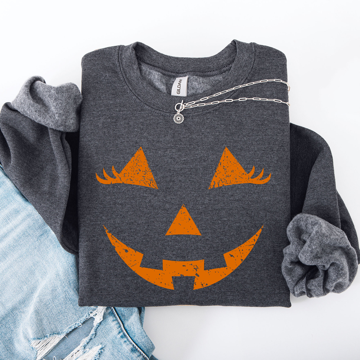 Cute Jack O Lantern Halloween Seasonal Limited Edition Cozy Pumpkin Face Sweatshirt