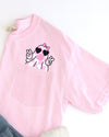 Cute Pink Bubblegum Ghost Pocket Halloween Peace Bow Ribbon Graphic Comfort Colors Tee