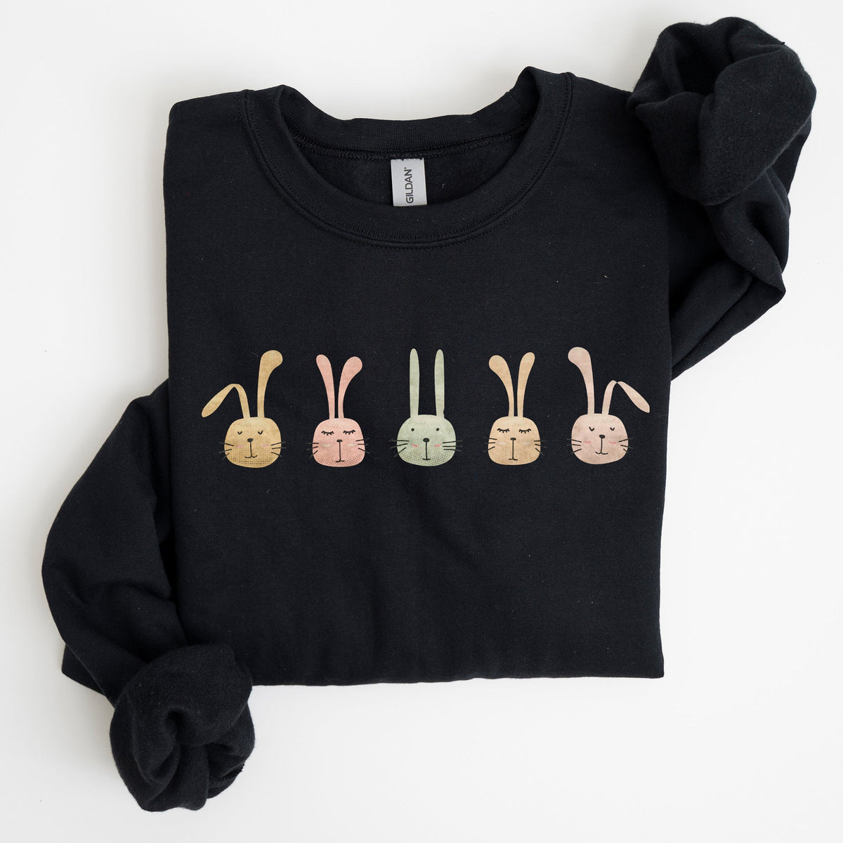 Cute Rabbits In A Row Easter Bunny Graphic Cozy Fleece Sweatshirt For Spring Season Comfort Wear
