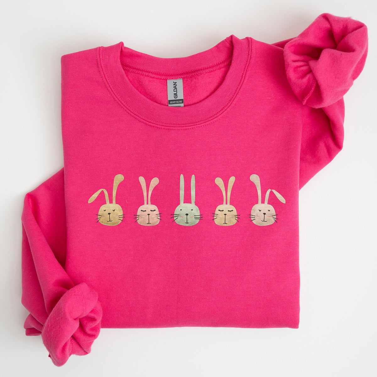 Cute Rabbits In A Row Easter Bunny Graphic Cozy Fleece Sweatshirt For Spring Season Comfort Wear