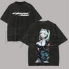 Cyberpunk: Edgerunners Rebecca Vintage Washed T-Shirt – Chrome-Infused Anime Streetwear