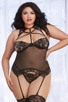 Plus Size Strappy Black Bustier