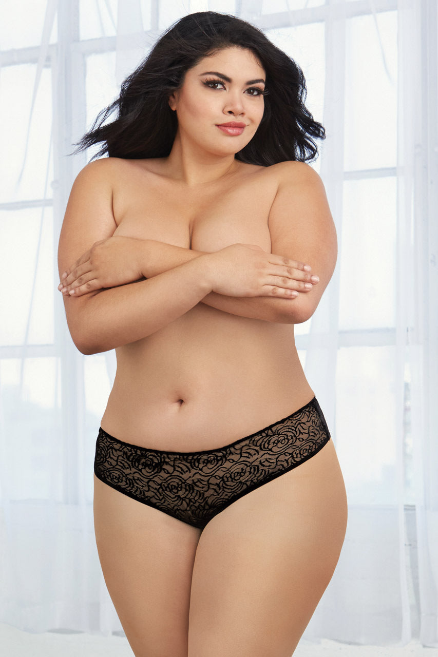 Plus Size Lace Ruffle Back Panty