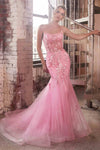Ladivine D145 Long Sparkly Mermaid Gown Tulle Skirt Corset Back