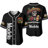 Día de los Muertos All-Black Skull Baseball Jersey – Modelo Negra Unisex Shirt
