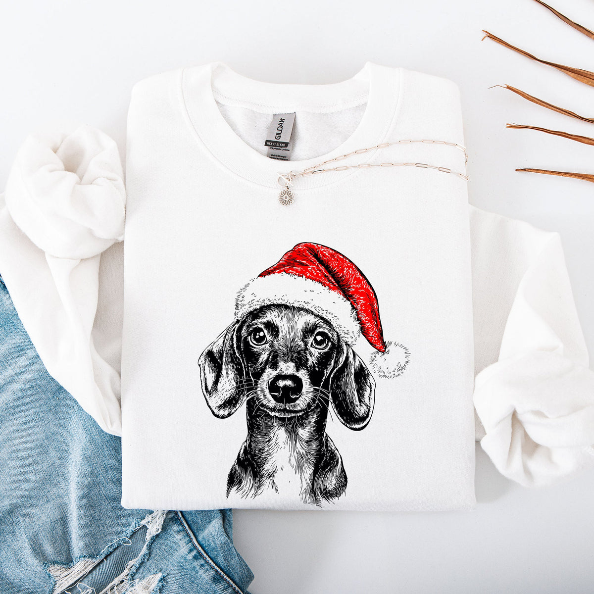 Dachshund Santa Claus Christmas Dog Lover Seasonal Festive Cozy Furry Friend Sweatshirt