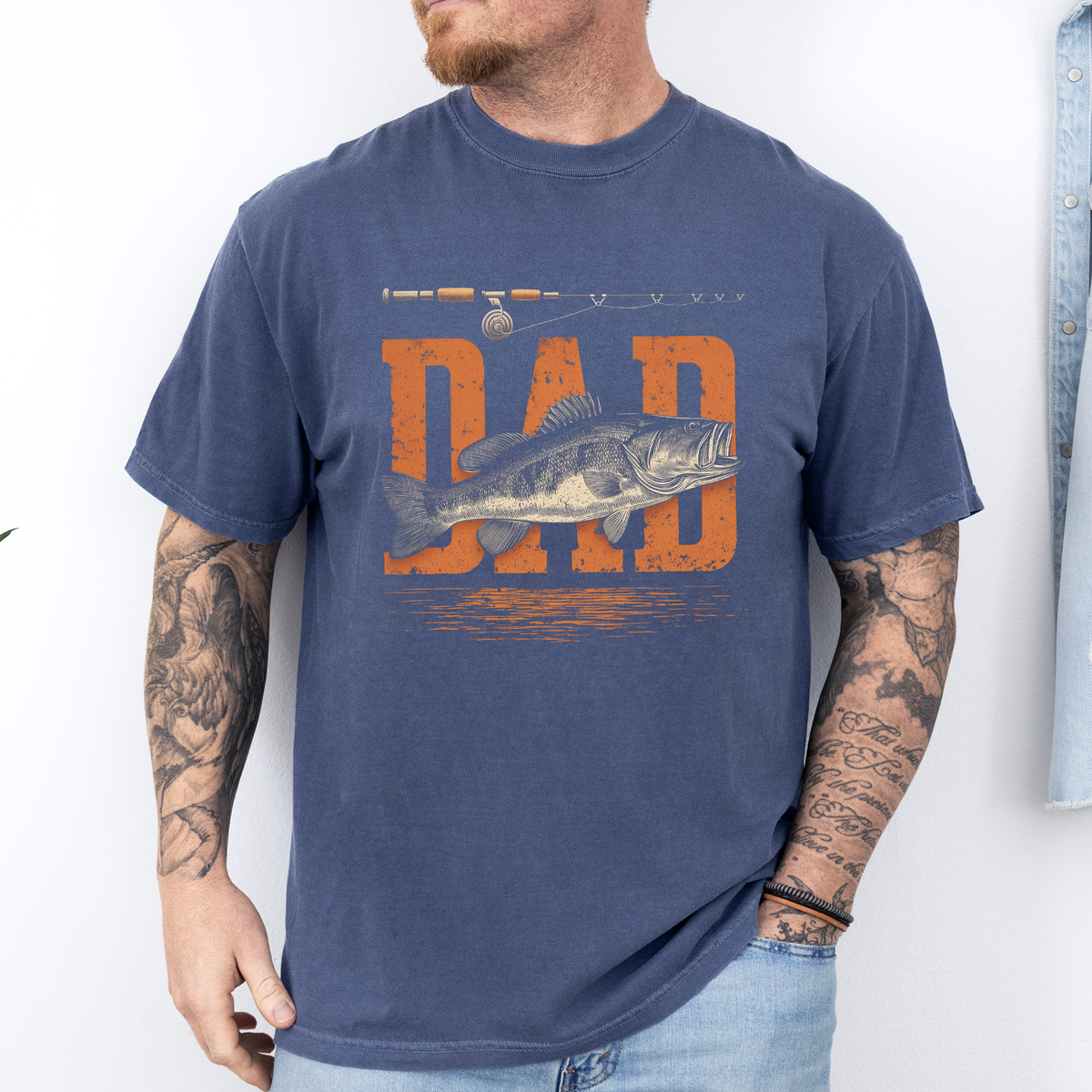 Dad's Camo Fishing Camp Outdoors Enthusiast Who Loves Lakes Rivers And Trails Comfort Colors Tee