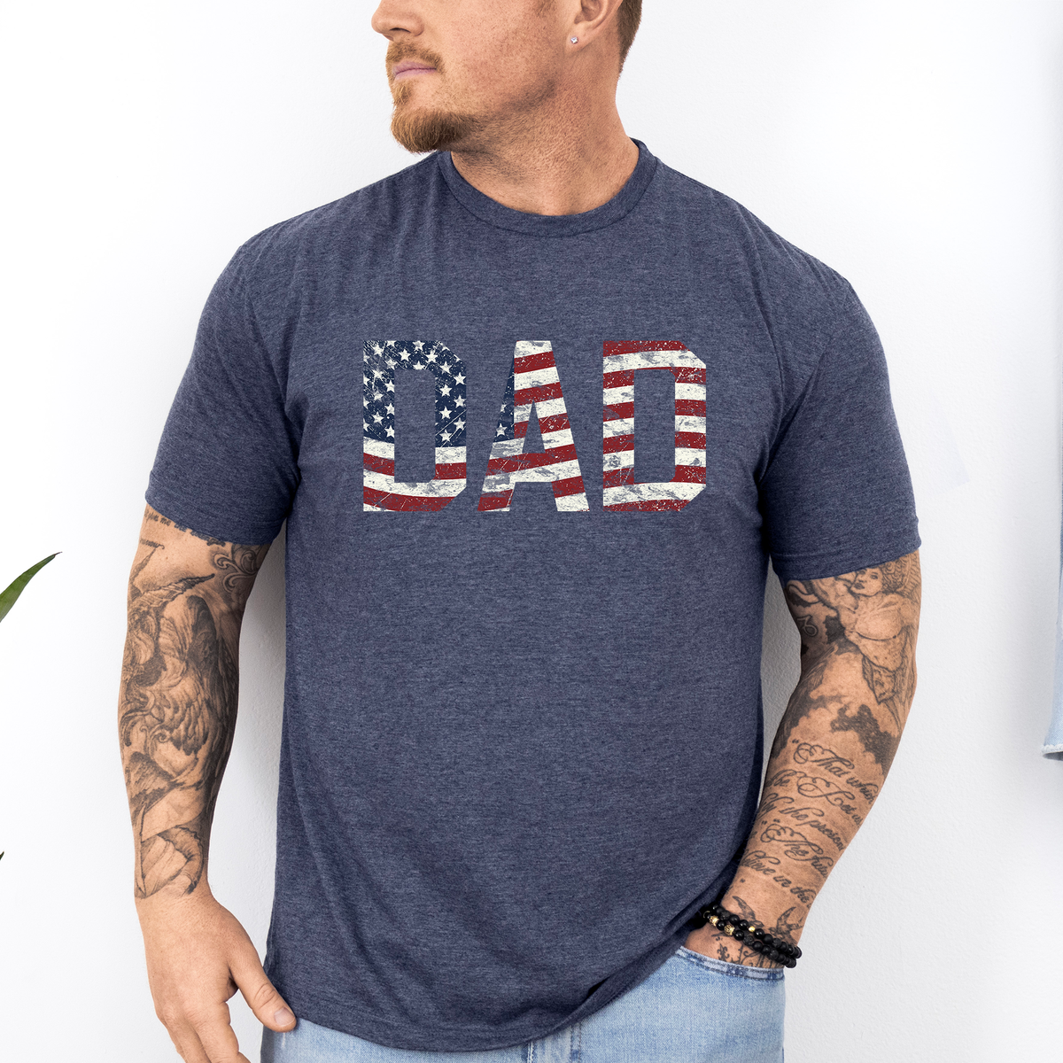 Dad Patriotic American Flag USA Pride Fourth Of July Soft Style Vintage Edition Proud Patriotic Dad Graphic Tee